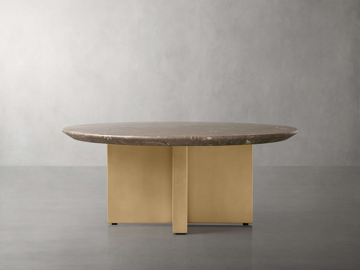 Saint Germain Round Stone Coffee Table with Clement Base
