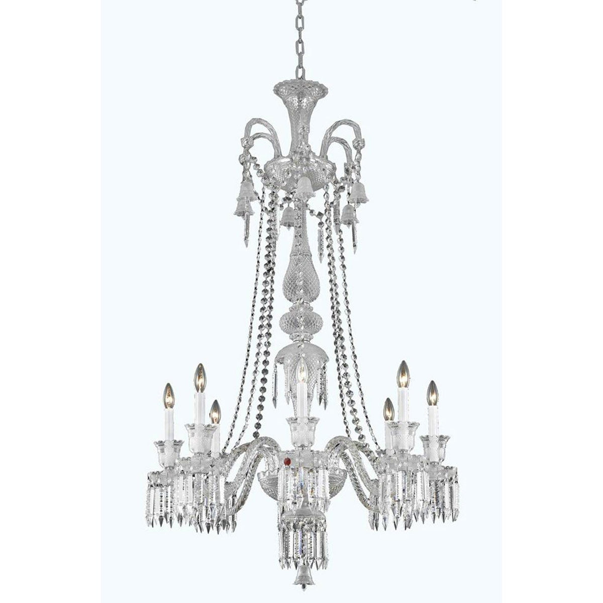 Majestic Chrome Eight-Light Chandelier with Elegant Cut Crystal