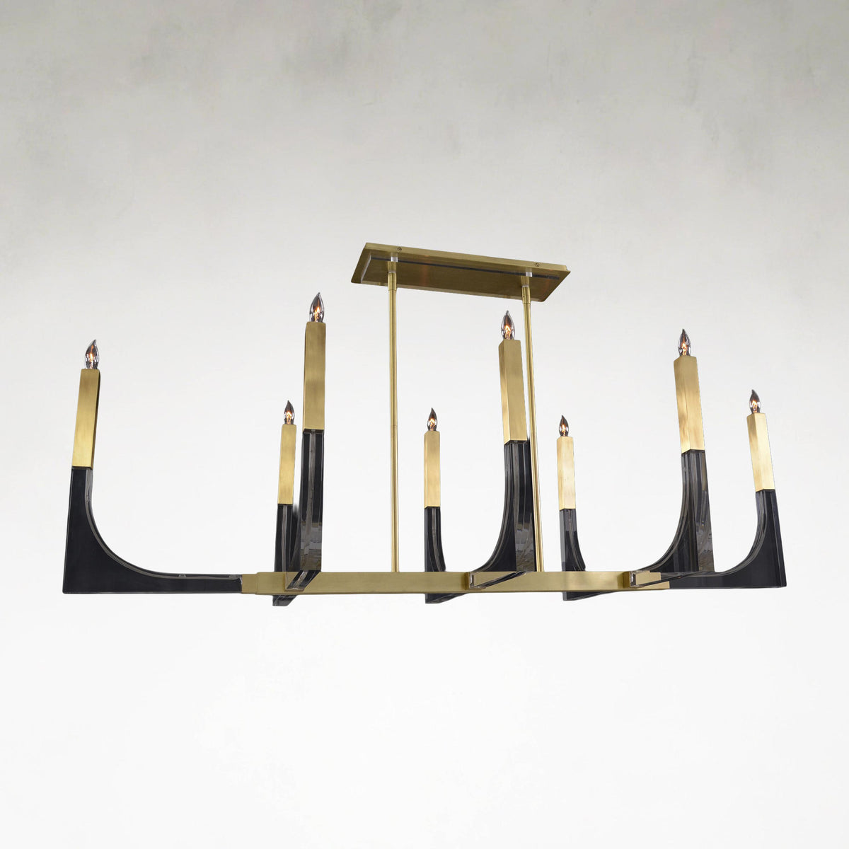 Genesis 8 Frosted Acrylic & Antique Brass Chandelier Ceiling Fixture