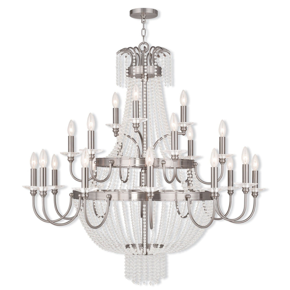 Brushed Nickel 42-Inch 21-Light Foyer Chandelier