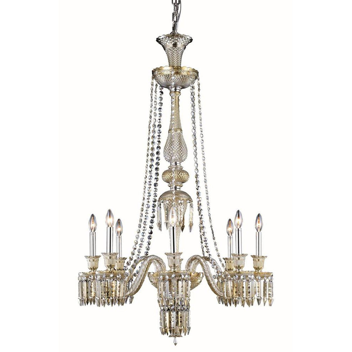 Golden Teak Eight Light 51-in Chandelier