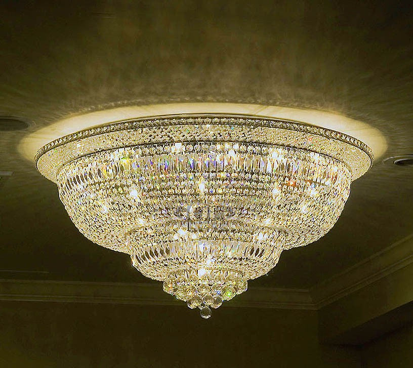 35 Light Crystal flush mount ceiling basket with chrome finish