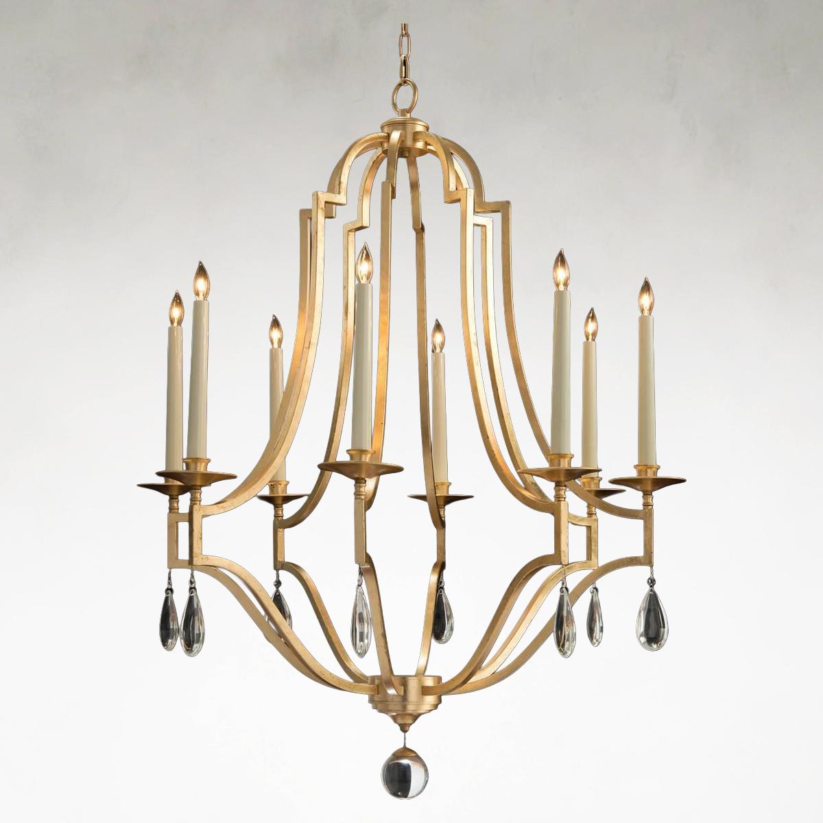 Leaha Eight-Light 37.5 Inch Gold Leaf Chandelier Ceiling Fixture