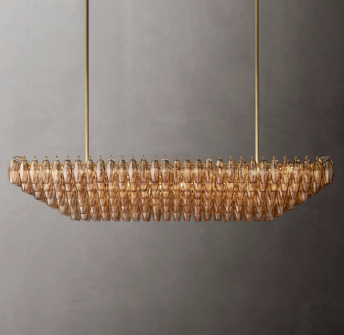 Chiara Smoke Glass Tiered Rectangular Chandelier 74"