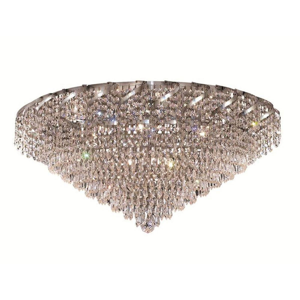 Belenus Chrome Twenty-One Light 30-Inch Flush Mount with Royal Cut Clear Crystal