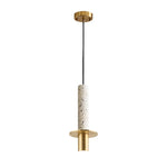 Elongated Cylindrical Terrazzo LED Post-Modern Chandelier Spotlight