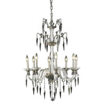 Grande Pewter Eight-Light Chandelier with Elegant Cut Crystal