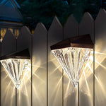 2PCS Geometric LED Waterproof Black Solar Wall Lamp Outdoor Wall Lights Fixture