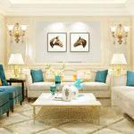 2 Lights Flowers Crystal Glass Three Step Dimming European-Style Wall Lamp