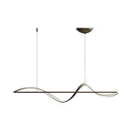 Minimalist Strip Waves Creative LED Copper Modern Dining Room Chandelier