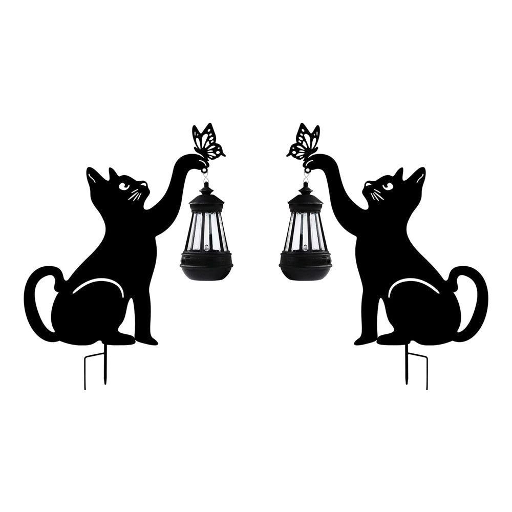 Iron Silhouette Cat Waterproof Intelligent LED Black Hanging Solar Lights