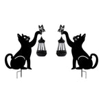 Iron Silhouette Cat Waterproof Intelligent LED Black Hanging Solar Lights