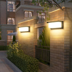 Rectangle Waterproof Light Control Induction Black Modern Solar Sconces