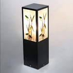Square Landscape Pattern LED Vintage Solar Outdoor Path Lights Post Lights