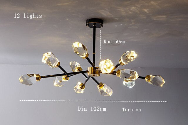 Diamante Crystal Branch Chandelier, Black