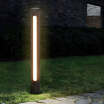 Matte Black Cylinder Outdoor Pathway Light with Strip LED Lighting - 15.8''/29.5'' H