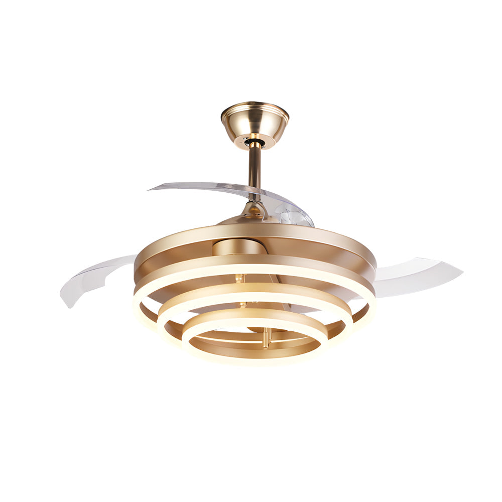 Modern 41" Retractable Ceiling Fan with LED Lights and Remote Control