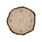 Rustic Round Wood Slice Clock with Remote Control and LED Lights - US Plug