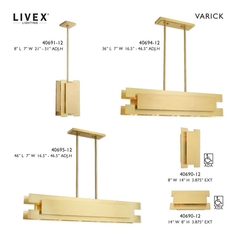 Livex Lighting - 40694-91 - Varick - 4 Light Linear Chandelier in Contemporary Style - 7 Inches wide by 16.5 Inches high