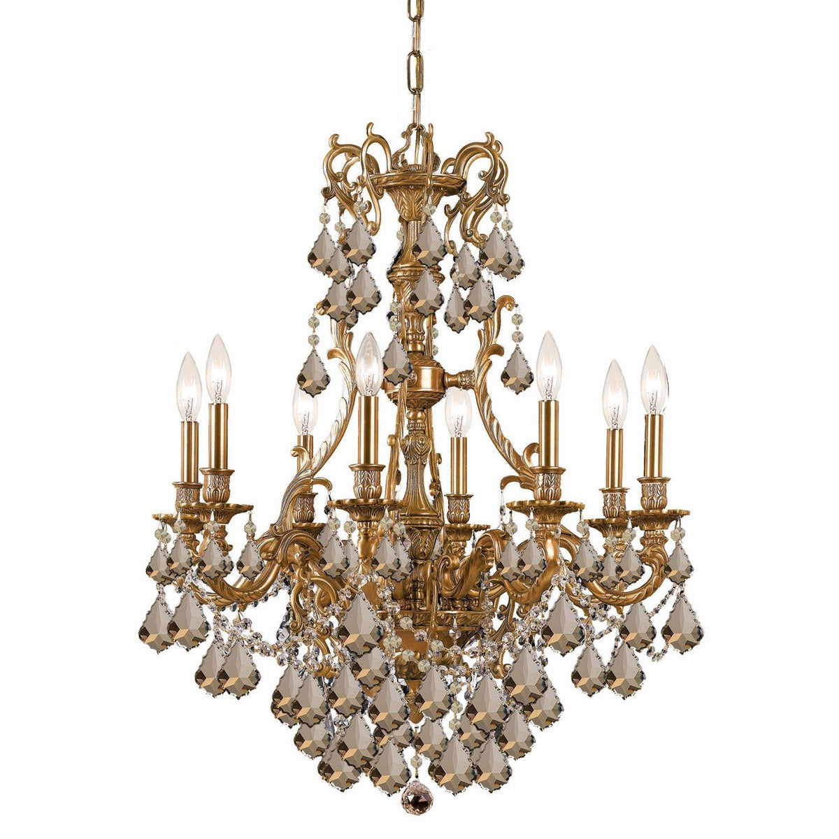 Yorkshire Aged Brass Golden Teak Crystal Eight-Light
