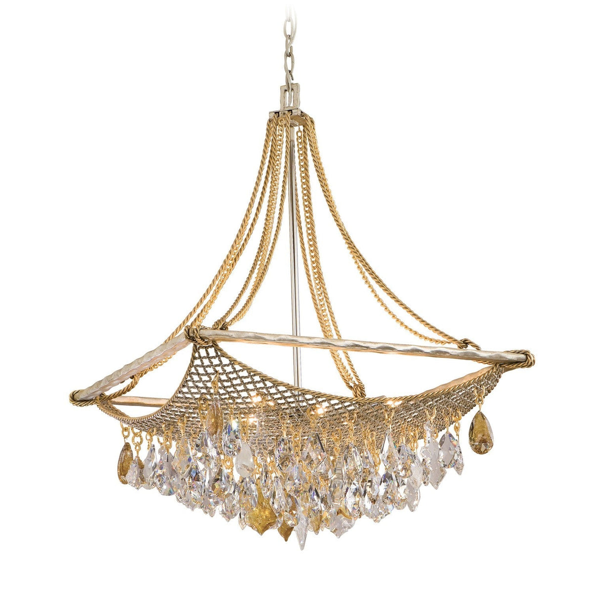 Silver And Gold Leaf Eight-Light Medium Pendant