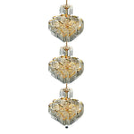 Spiral Gold Twenty-Four Light 18-Inch Three-Tier Pendant with Royal Cut Clear Crystal