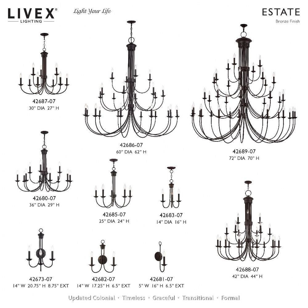 Livex Lighting - 42686-07 - Estate - 24 Light Grande Foyer Chandelier-62 Inches Tall and 60 Inches Wide