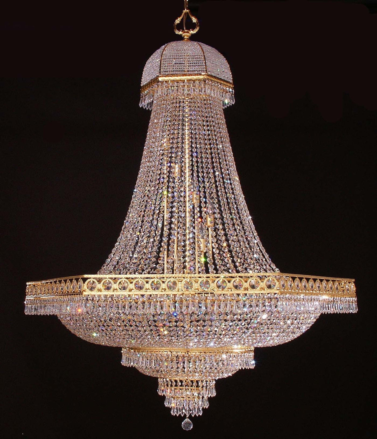 Entryway/ foyer crystal chandelier in gold plated finish