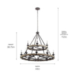 Kichler Lighting - 43826WZC - Taulbee - Fifteen Light 2-Tier Large Chandelier - 38.75 Inches Tall By 44 Inches Wide