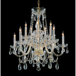 Group Traditional Crystal Swarovski Strass Crystal Polished Brass Five-Light Chandelier