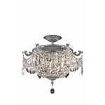 Esperanza Pewter Three-Light Flush Mount with Elegant Cut Crystal