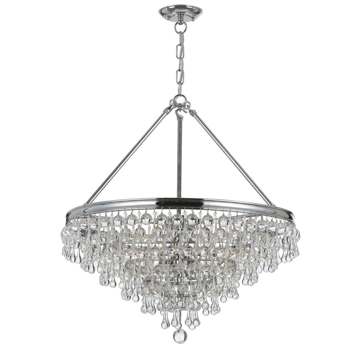 Group Calypso Polished Chrome Six-Light Pendant with Clear Smooth Glass Balls