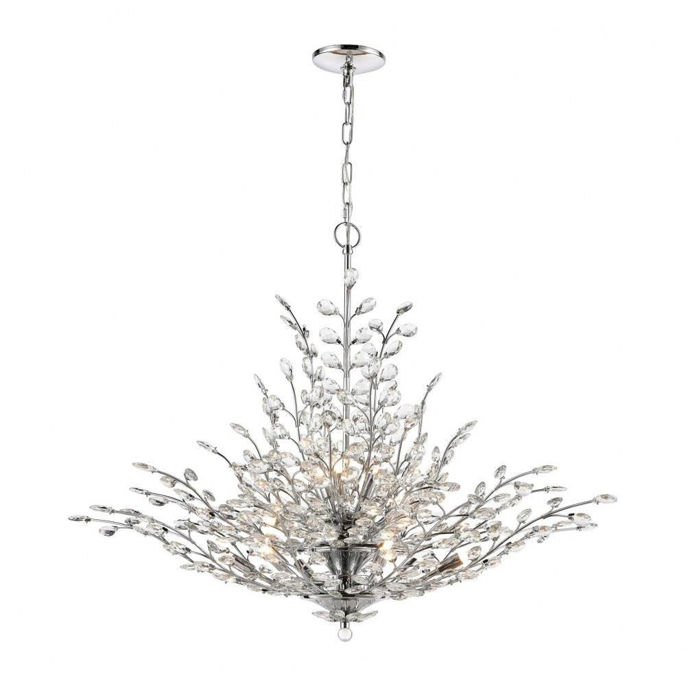 Elk Home - 45464/12 - Crystique - 12 Light Chandelier in Traditional Style with Luxe/Glam and Nature/Organic inspirations - 28 Inches tall and 38 inches wide