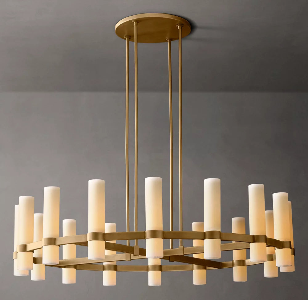 Ravelle Round Milk Glass Chandelier 48"