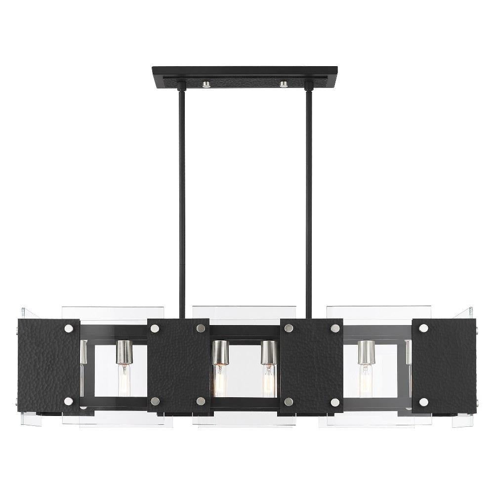 Livex Lighting - 45997-04 - Barcelona - 8 Light Linear Chandelier in Industrial Style - 12 Inches wide by 19 Inches high