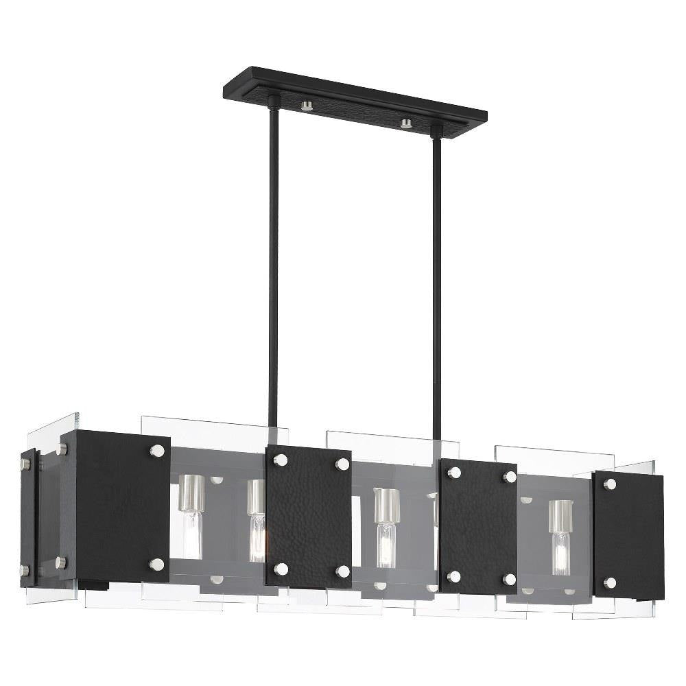 Livex Lighting - 45997-04 - Barcelona - 8 Light Linear Chandelier in Industrial Style - 12 Inches wide by 19 Inches high