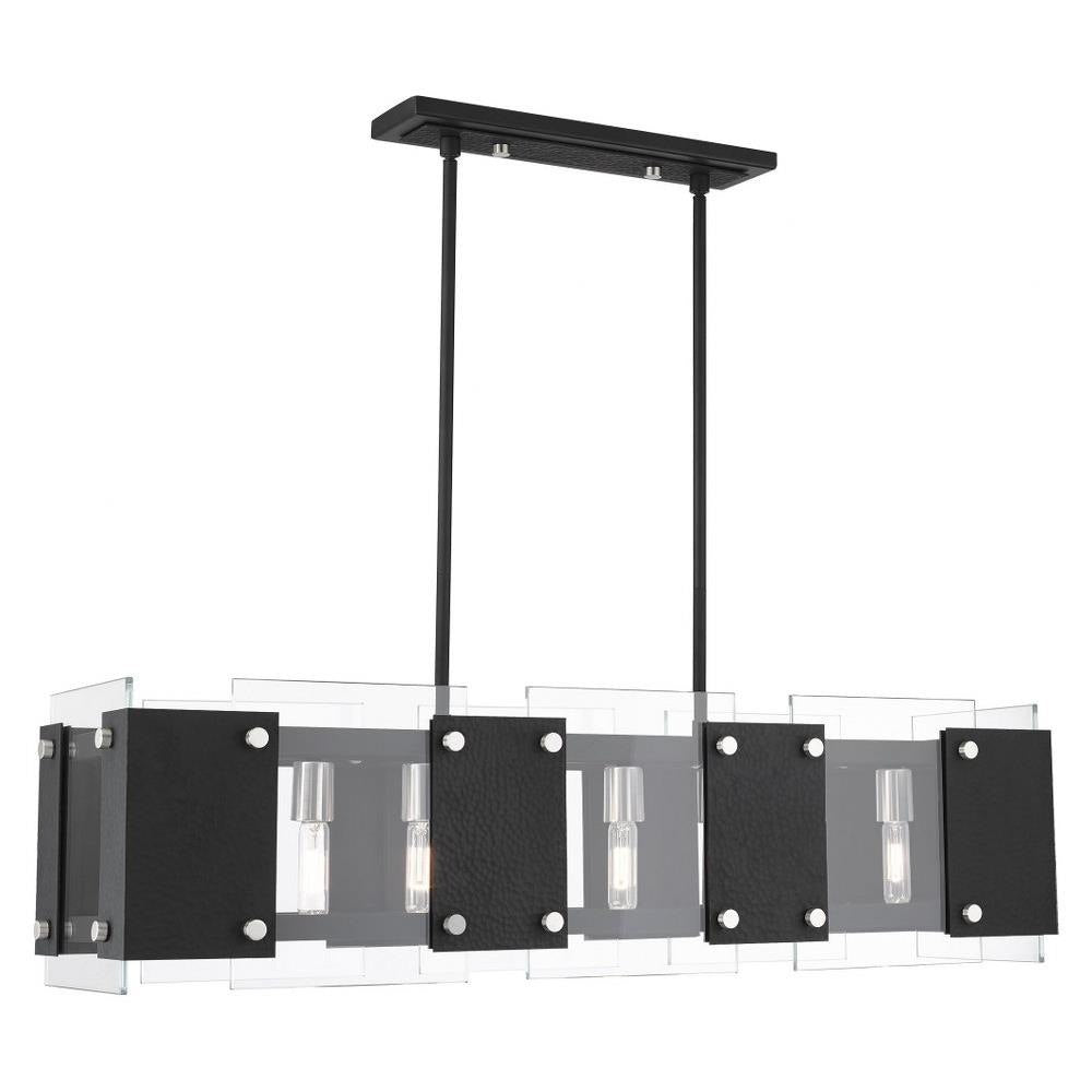 Livex Lighting - 45997-04 - Barcelona - 8 Light Linear Chandelier in Industrial Style - 12 Inches wide by 19 Inches high