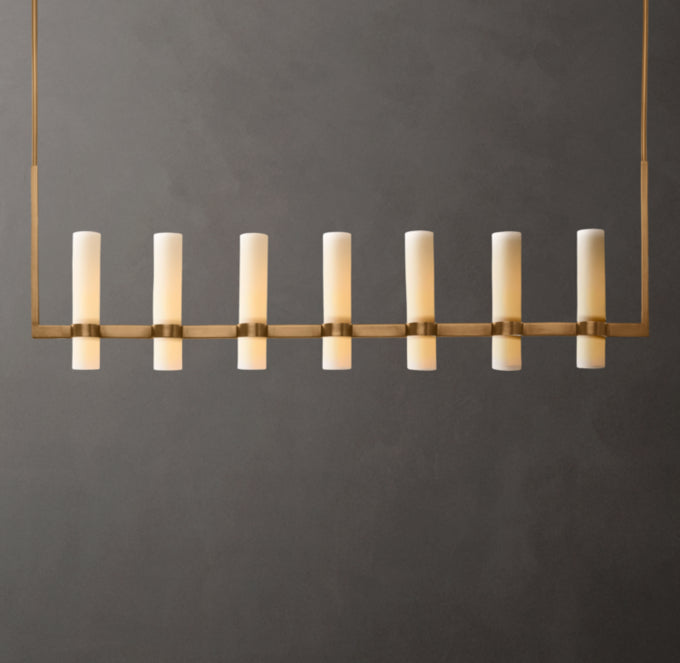 Ravelle Linear Milk Glass Chandelier 59"