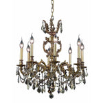 Marseille French Gold Eight-Light 24-Inch Chandelier with Royal Cut Golden Teak Smoky Crystal
