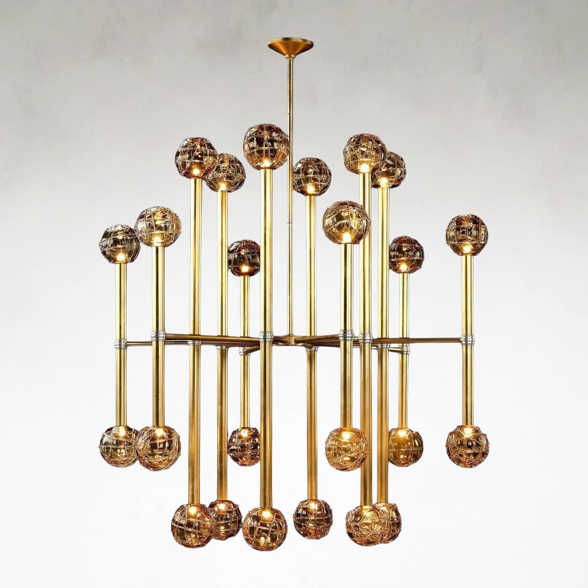 Fiammas 24-Light 43-Inch Gold and Silver Leaf Chandelier Ceiling Fixture