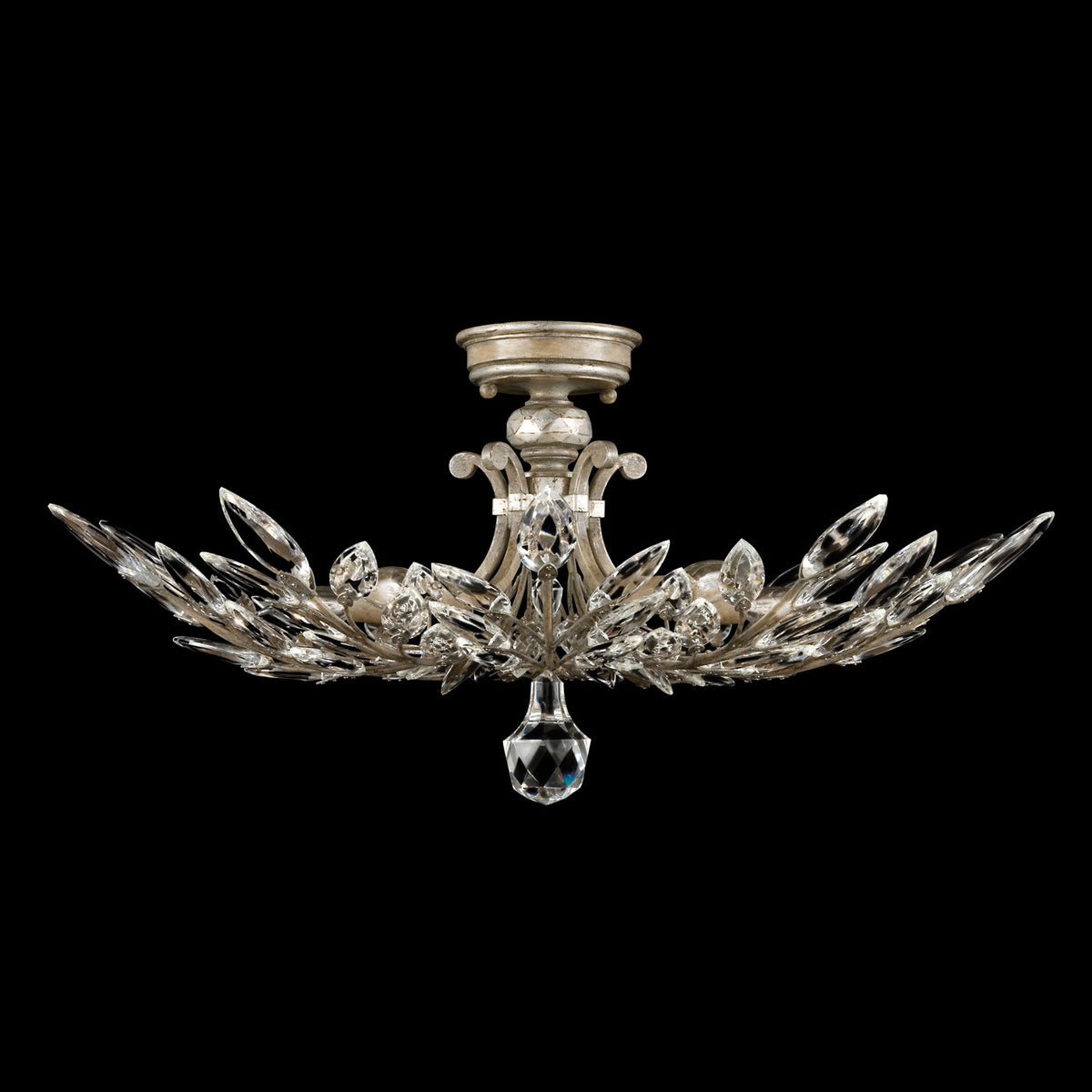 CRYSTAL LAUREL 28" W Round Semi-Flush Mount
