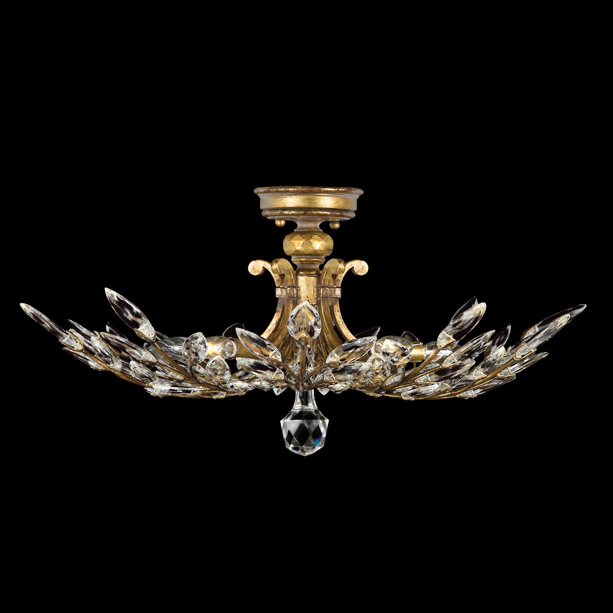 CRYSTAL LAUREL 28" W Round Semi-Flush Mount