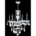 Four-Light Chrome Finish with White Crystal Chandelier