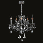 Five-Light Chrome Finish with Chrome Crystal Chandelier