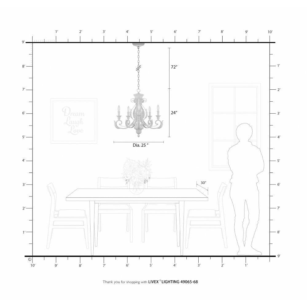 Livex Lighting - 49065-68 - Valencia - 5 Light Chandelier In Contemporary Style-24 Inches Tall and 25 Inches Wide