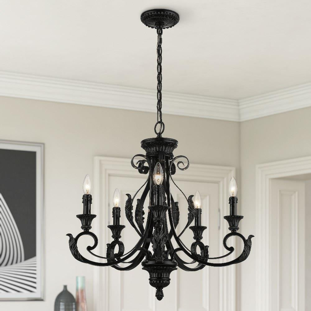 Livex Lighting - 49065-68 - Valencia - 5 Light Chandelier In Contemporary Style-24 Inches Tall and 25 Inches Wide