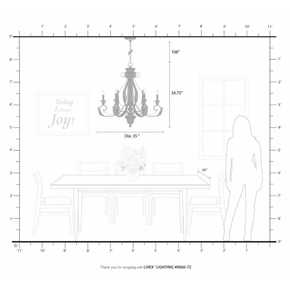 Bailey Street Home - 218-BEL-5054487 - St Helens Mount - 6 Light Large Chandelier In Contemporary Style-34.75 Inches Tall and 35 Inches Wide