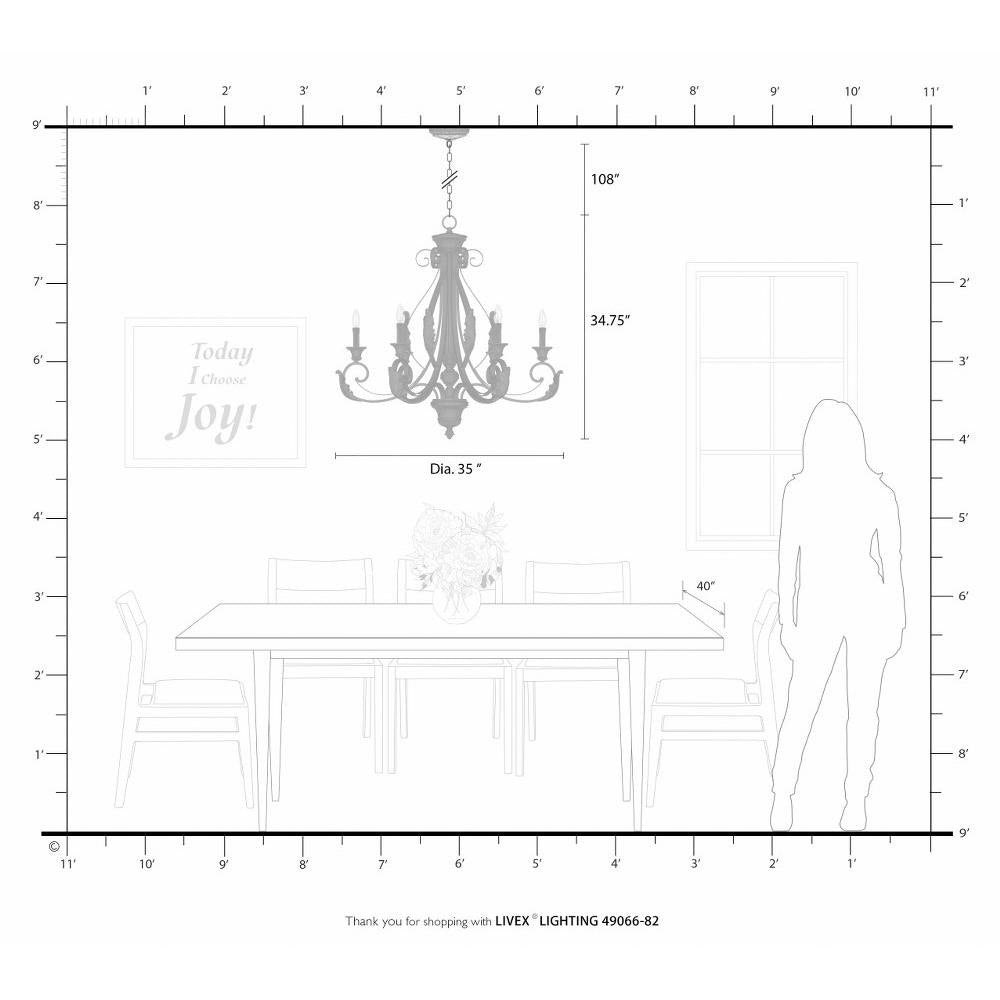 Bailey Street Home - 218-BEL-5054487 - St Helens Mount - 6 Light Large Chandelier In Contemporary Style-34.75 Inches Tall and 35 Inches Wide