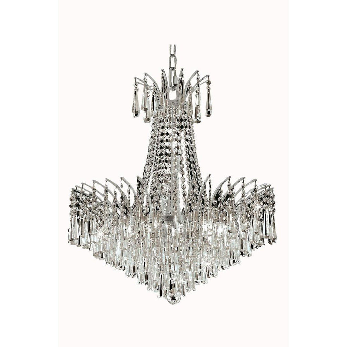 Victoria Chrome Eleven-Light Chandelier with Clear Royal Cut Crystals