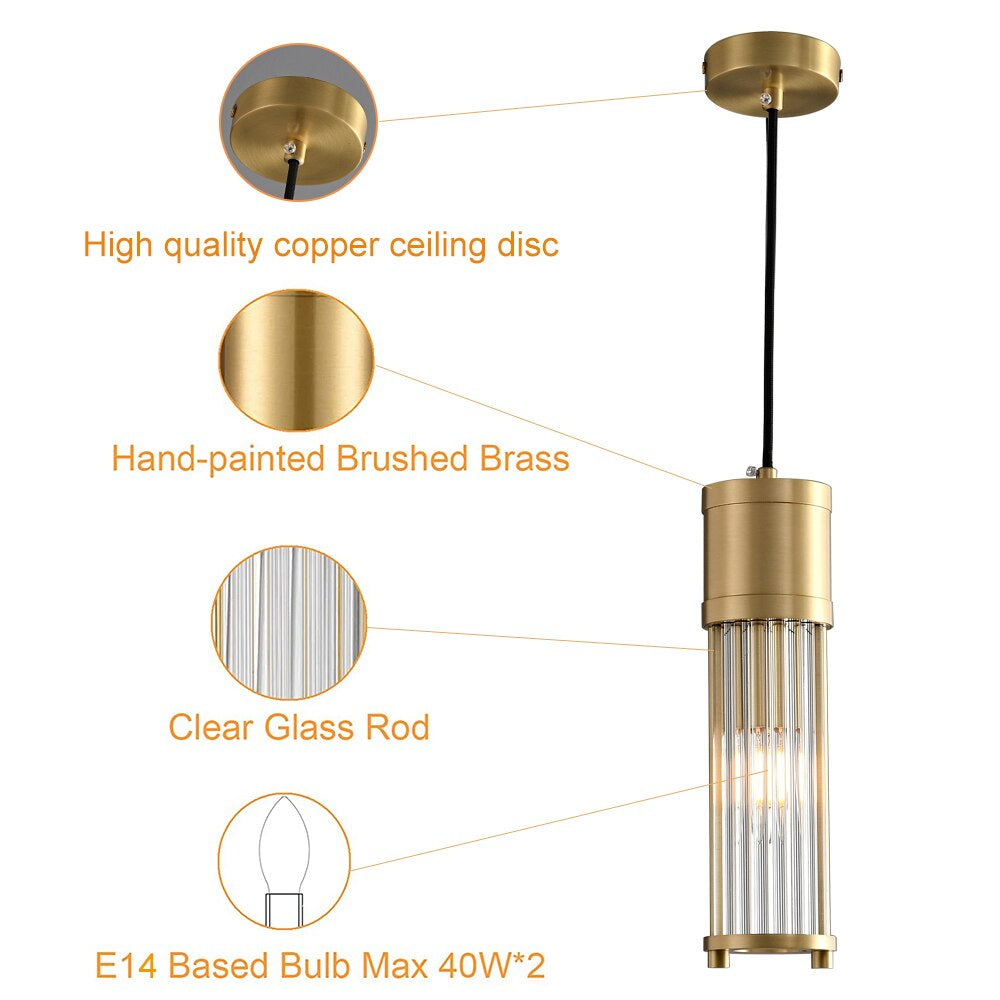 Copper & Glass Kitchen Island Pendant Light